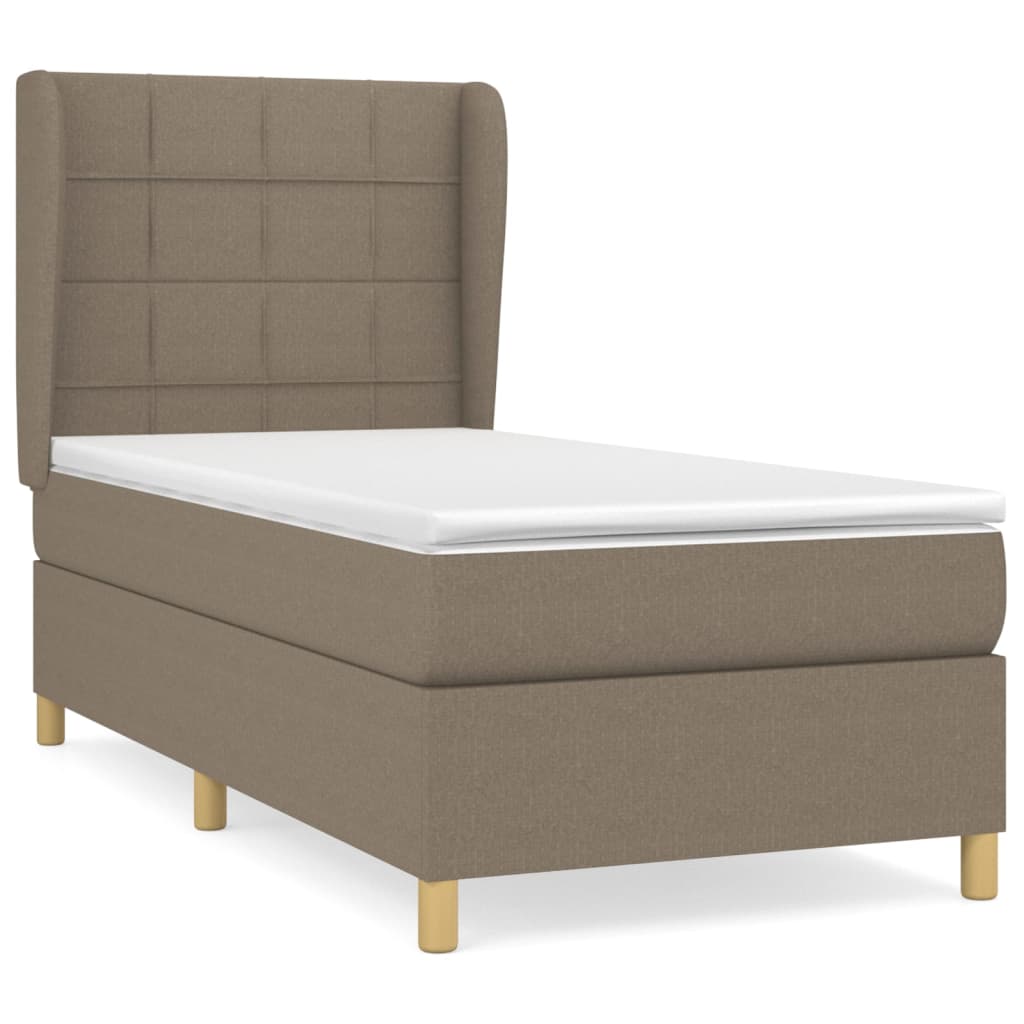 vidaXL Κρεβάτι Boxspring με Στρώμα Taupe 100 x 200 εκ. Υφασμάτινο
