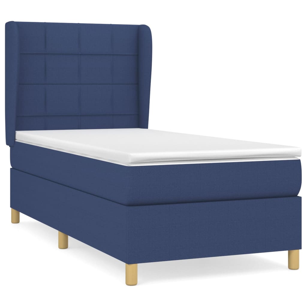 vidaXL Κρεβάτι Boxspring με Στρώμα Μπλε 100 x 200 εκ. Υφασμάτινο