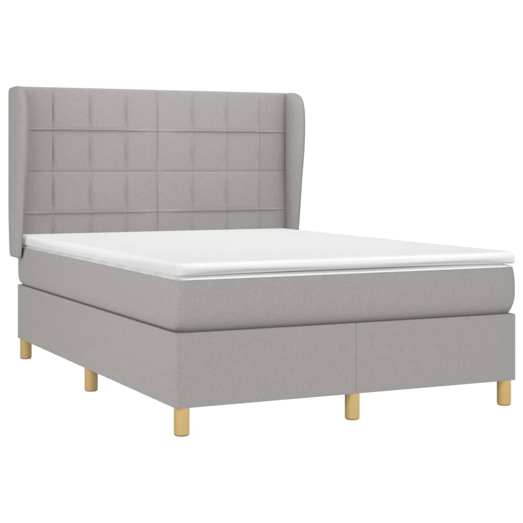 vidaXL Κρεβάτι Boxspring με Στρώμα Ανοιχτό Γκρι 140x200 εκ. Υφασμάτινο