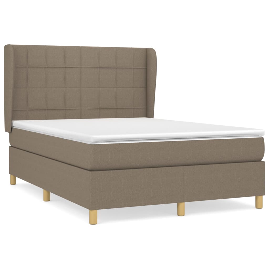 vidaXL Κρεβάτι Boxspring με Στρώμα Taupe 140x200 εκ. Υφασμάτινο