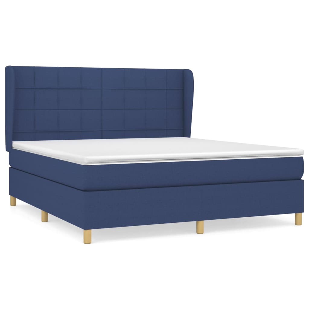 vidaXL Κρεβάτι Boxspring με Στρώμα Μπλε 160x200 εκ. Υφασμάτινο