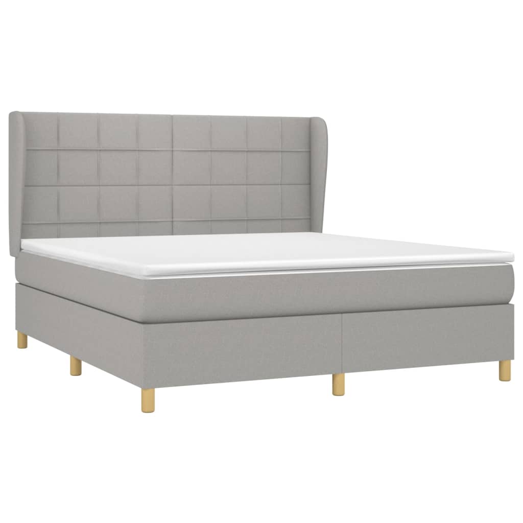 vidaXL Κρεβάτι Boxspring με Στρώμα Ανοιχτό Γκρι 180x200 εκ. Υφασμάτινο