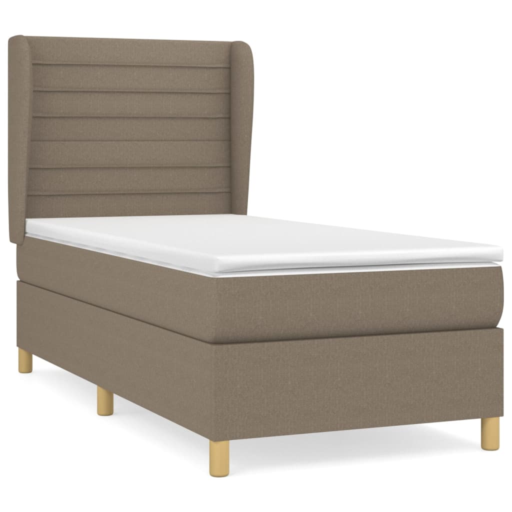 vidaXL Κρεβάτι Boxspring με Στρώμα Taupe 90x190 εκ.Υφασμάτινο