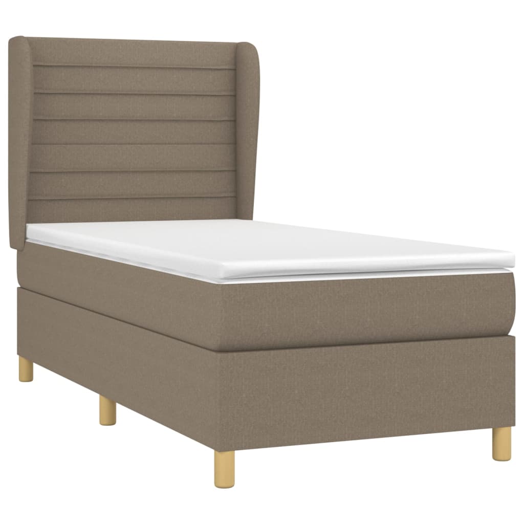 vidaXL Κρεβάτι Boxspring με Στρώμα Taupe 90x200 εκ. Υφασμάτινο