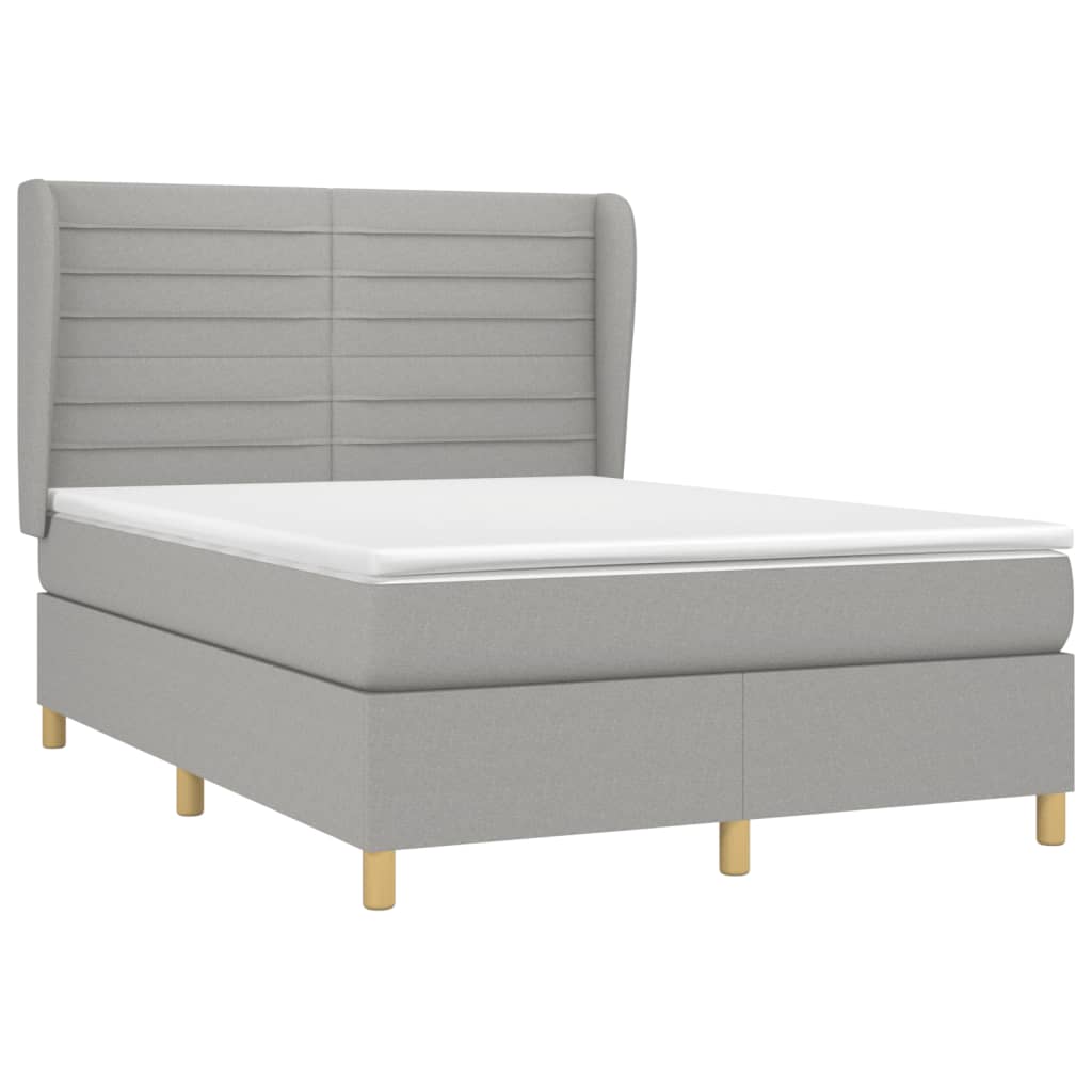 vidaXL Κρεβάτι Boxspring με Στρώμα Ανοιχτό Γκρι 140x200 εκ. Υφασμάτινο