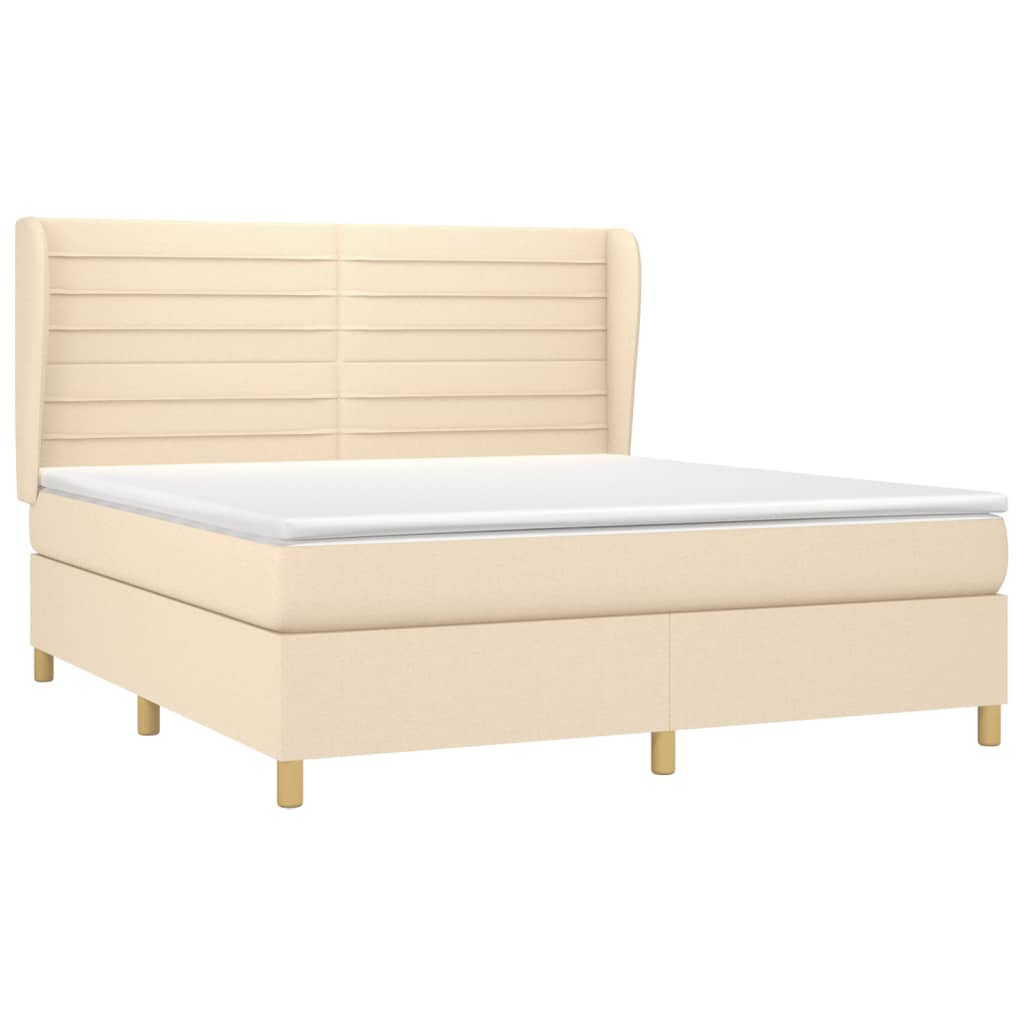 vidaXL Κρεβάτι Boxspring με Στρώμα Κρεμ 160x200 εκ. Υφασμάτινο