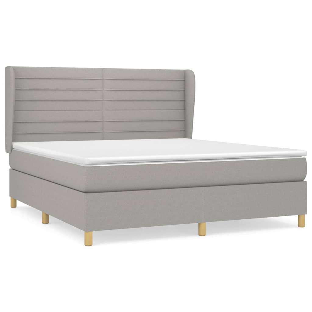 vidaXL Κρεβάτι Boxspring με Στρώμα Ανοιχτό Γκρι 180x200 εκ. Υφασμάτινο