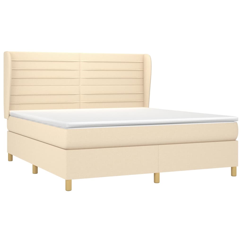 vidaXL Κρεβάτι Boxspring με Στρώμα Κρεμ 180x200 εκ. Υφασμάτινο