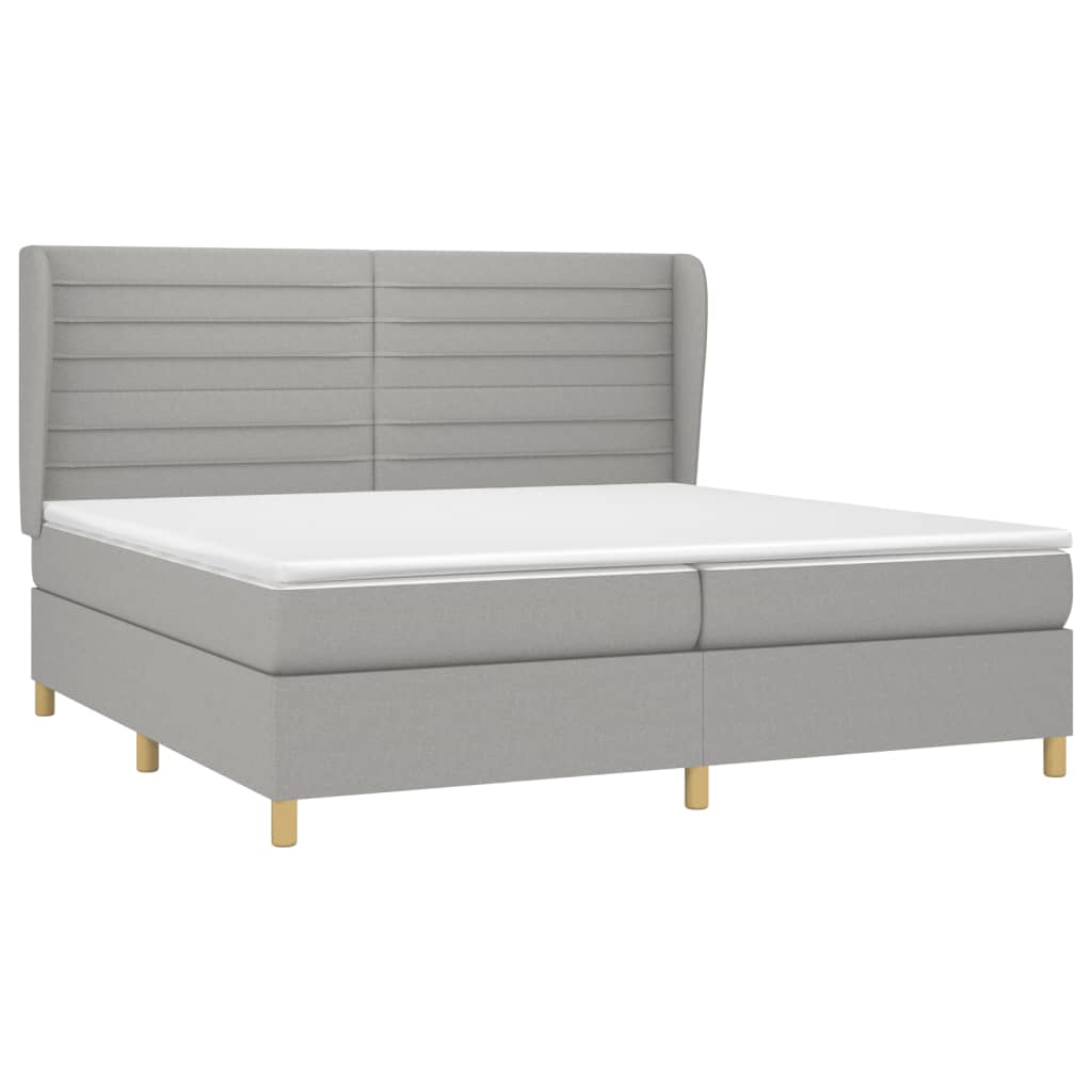 vidaXL Κρεβάτι Boxspring με Στρώμα Ανοιχτό Γκρι 200x200 εκ. Υφασμάτινο