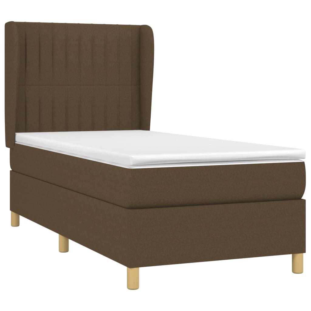 vidaXL Κρεβάτι Boxspring με Στρώμα Σκούρο Καφέ 80x200 εκ. Υφασμάτινο