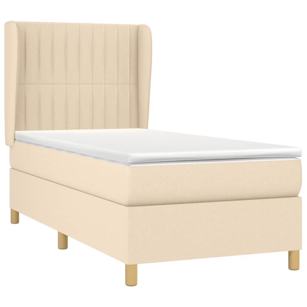 vidaXL Κρεβάτι Boxspring με Στρώμα Κρεμ 80 x 200 εκ. Υφασμάτινο