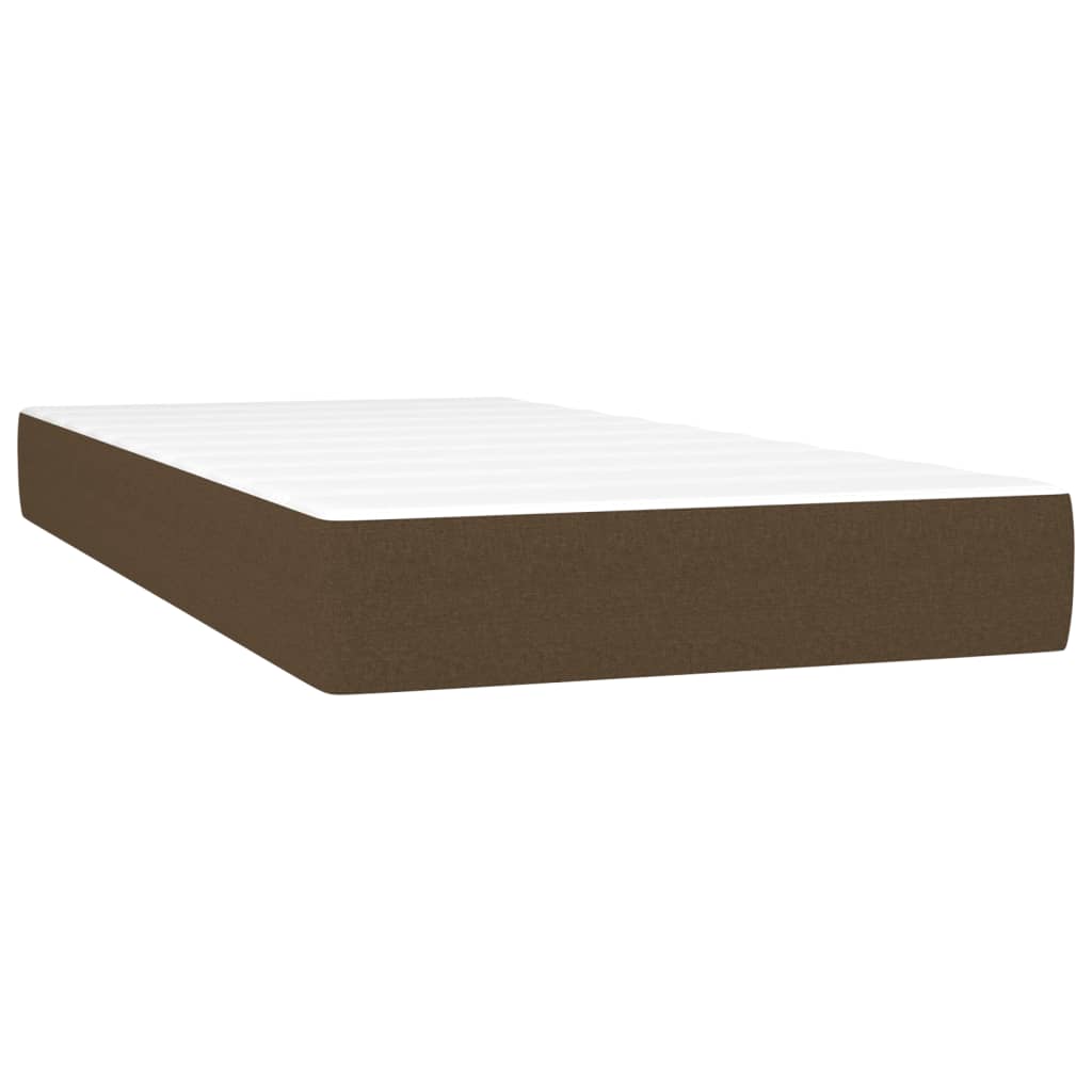 vidaXL Κρεβάτι Boxspring με Στρώμα Σκούρο Καφέ 90x190 εκ. Υφασμάτινο