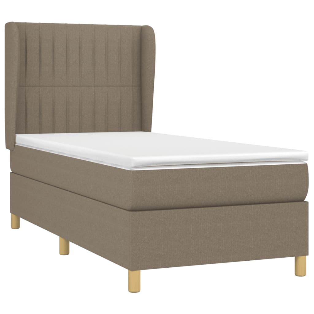 vidaXL Κρεβάτι Boxspring με Στρώμα Taupe 90x190 εκ.Υφασμάτινο