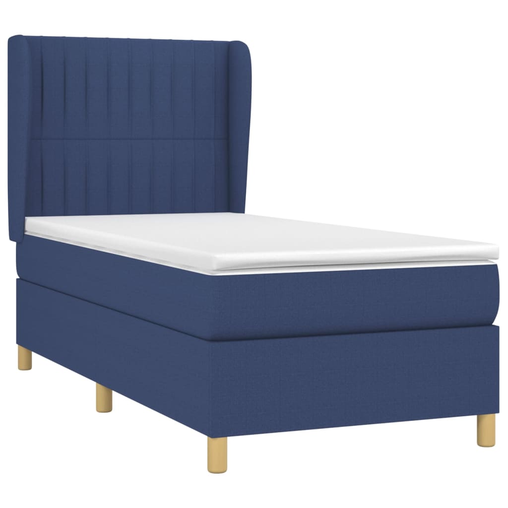 vidaXL Κρεβάτι Boxspring με Στρώμα Μπλε 100 x 200 εκ. Υφασμάτινο