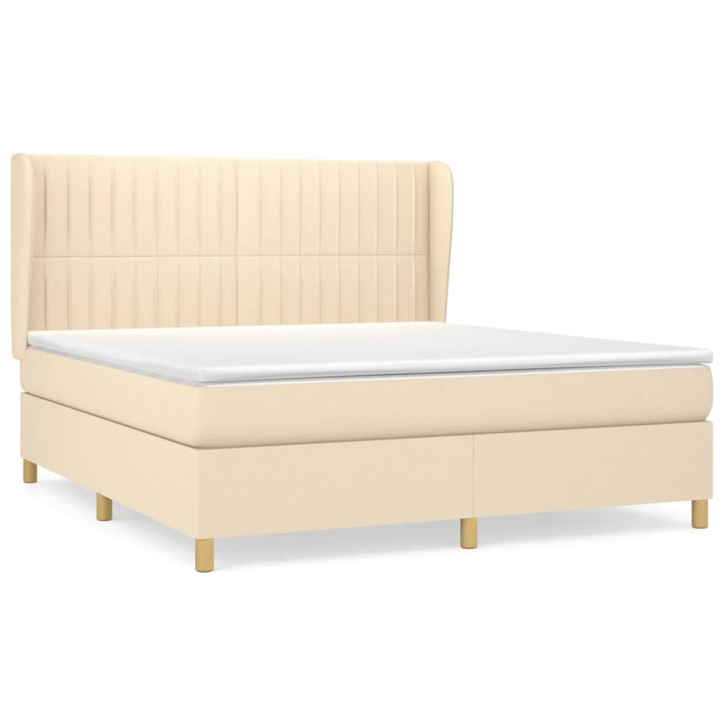 vidaXL Κρεβάτι Boxspring με Στρώμα Κρεμ 160x200 εκ. Υφασμάτινο