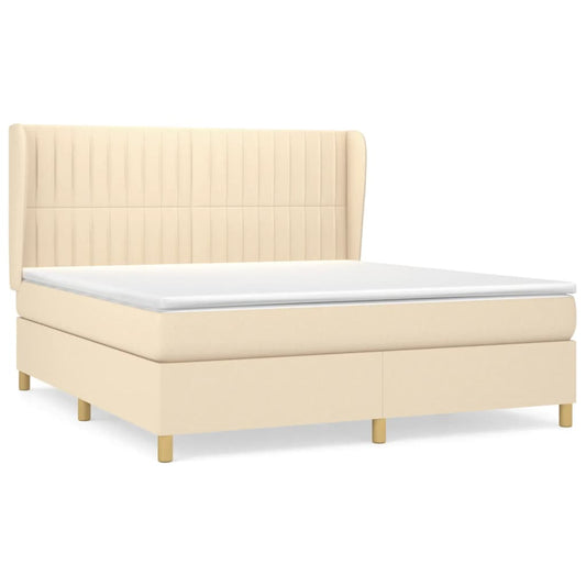 vidaXL Κρεβάτι Boxspring με Στρώμα Κρεμ 160x200 εκ. Υφασμάτινο