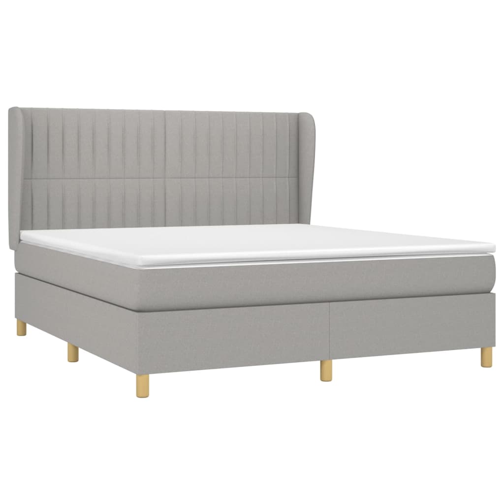 vidaXL Κρεβάτι Boxspring με Στρώμα Ανοιχτό Γκρι 180x200 εκ. Υφασμάτινο