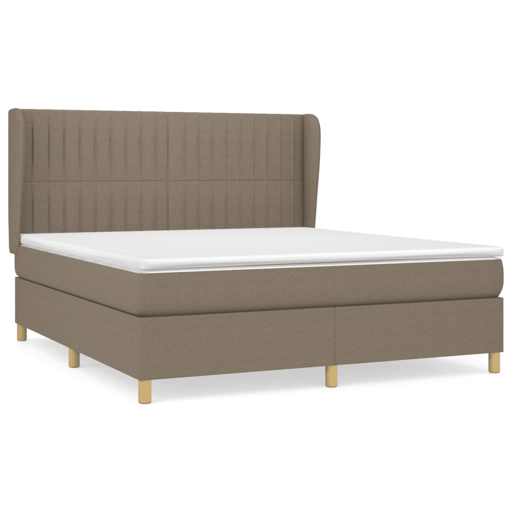 vidaXL Κρεβάτι Boxspring με Στρώμα Taupe 180x200 εκ. Υφασμάτινο