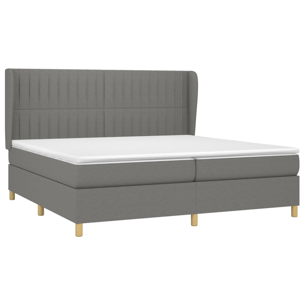 vidaXL Κρεβάτι Boxspring με Στρώμα Σκούρο Γκρι 200x200 εκ. Υφασμάτινο