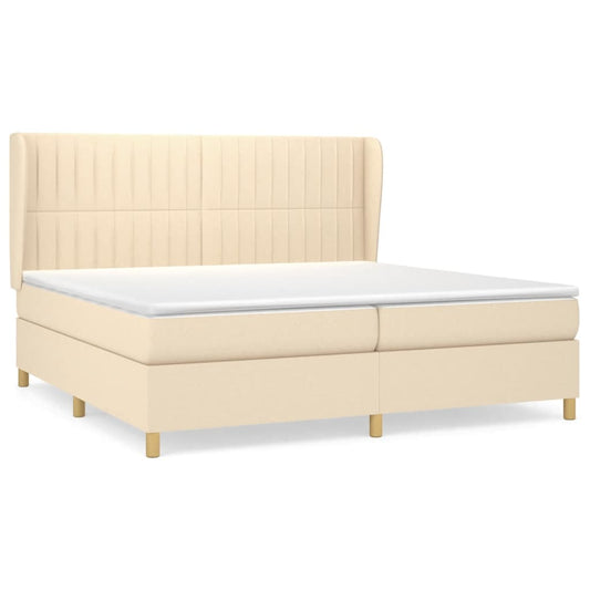 vidaXL Κρεβάτι Boxspring με Στρώμα Κρεμ 200x200 εκ. Υφασμάτινο