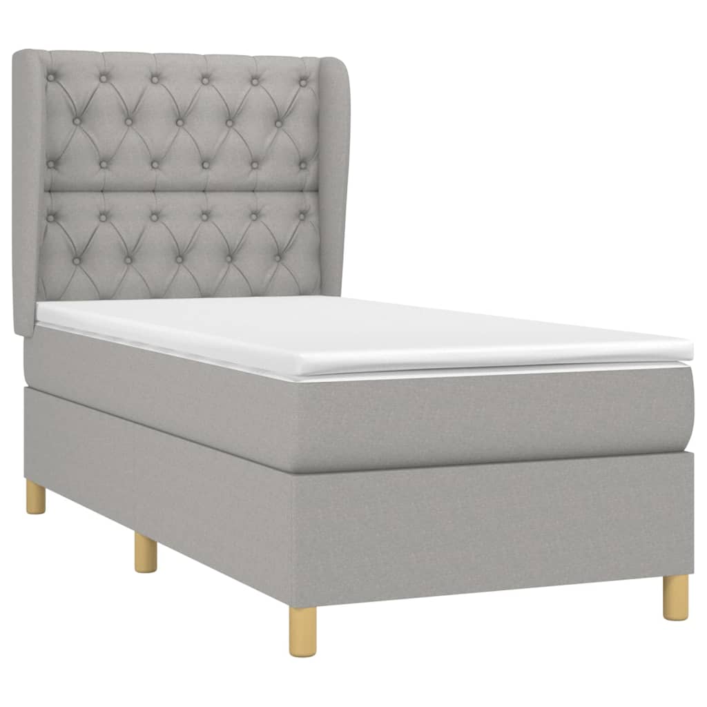 vidaXL Κρεβάτι Boxspring με Στρώμα Ανοιχτό Γκρι 80x200 εκ. Υφασμάτινο