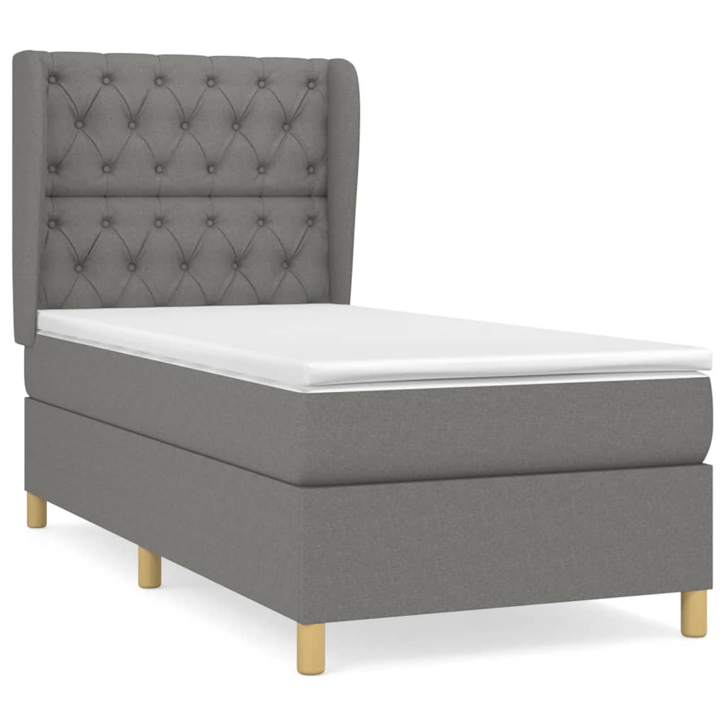 vidaXL Κρεβάτι Boxspring με Στρώμα Σκούρο Γκρι 80x200 εκ. Υφασμάτινο