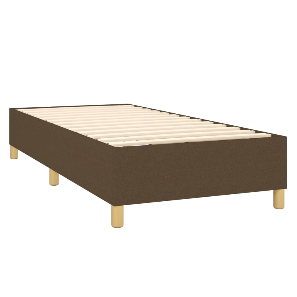vidaXL Κρεβάτι Boxspring με Στρώμα Σκούρο Καφέ 90x200 εκ. Υφασμάτινο