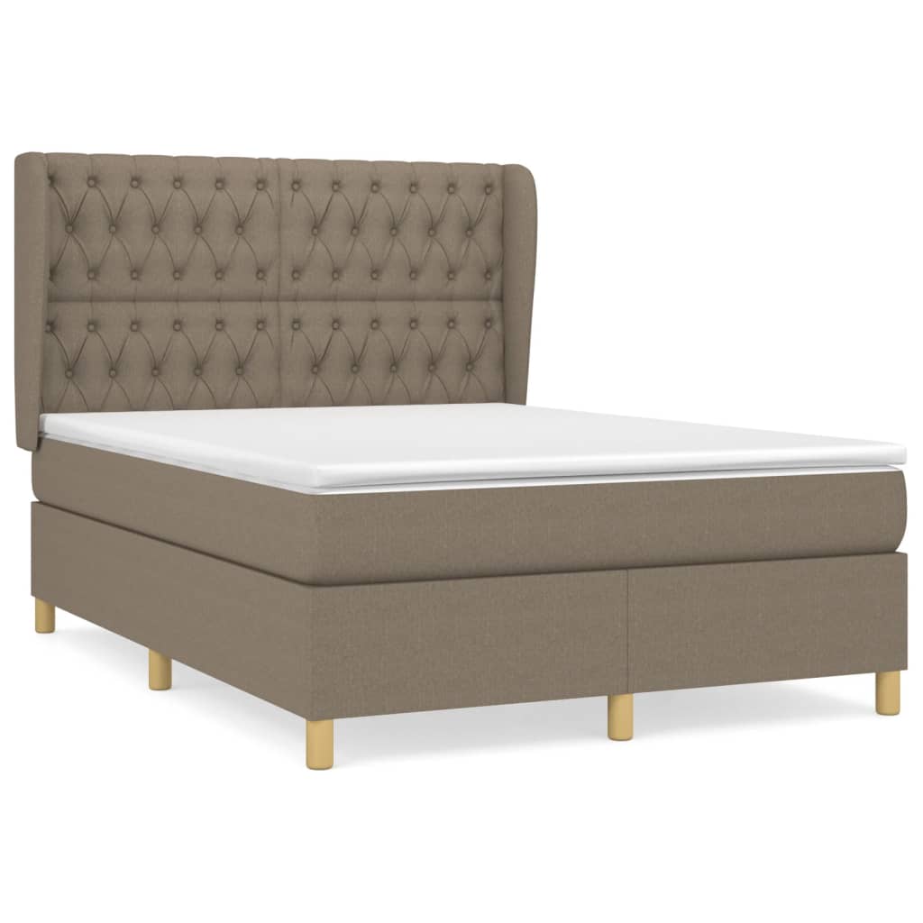 vidaXL Κρεβάτι Boxspring με Στρώμα Taupe 140x200 εκ. Υφασμάτινο