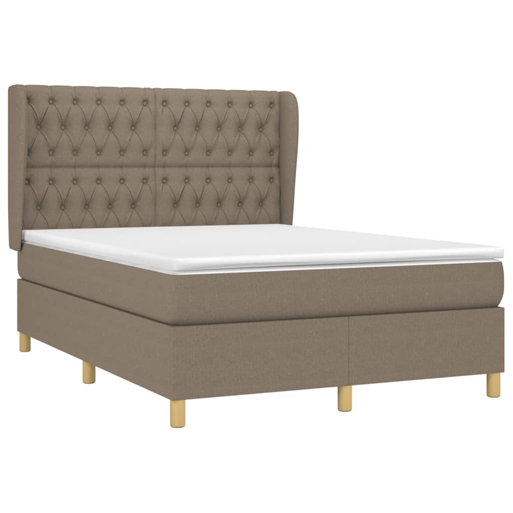 vidaXL Κρεβάτι Boxspring με Στρώμα Taupe 140x200 εκ. Υφασμάτινο