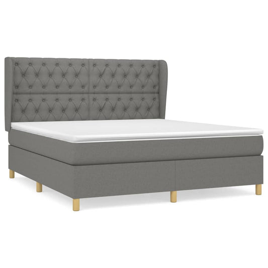 vidaXL Κρεβάτι Boxspring με Στρώμα Σκούρο Γκρι 160x200 εκ Υφασμάτινο
