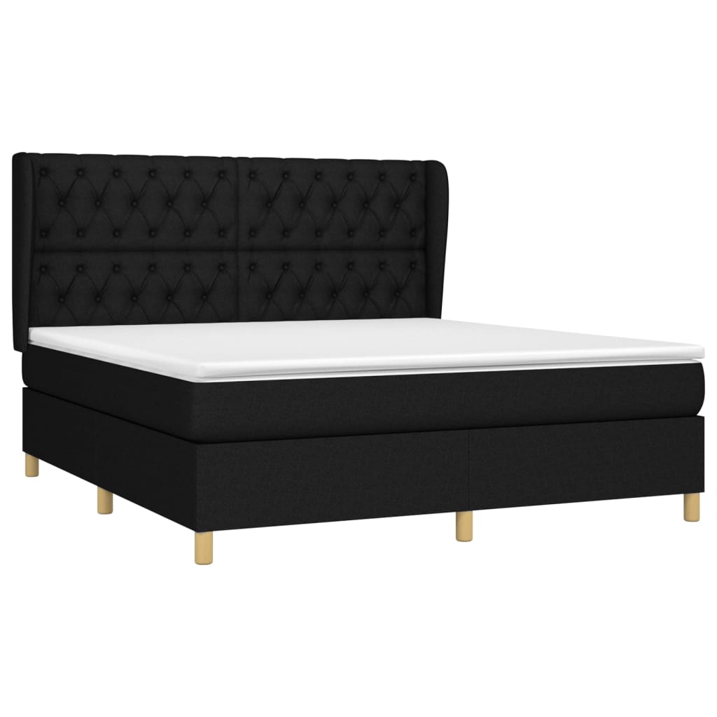 vidaXL Κρεβάτι Boxspring με Στρώμα Μαύρο 160x200 εκ. Υφασμάτινο