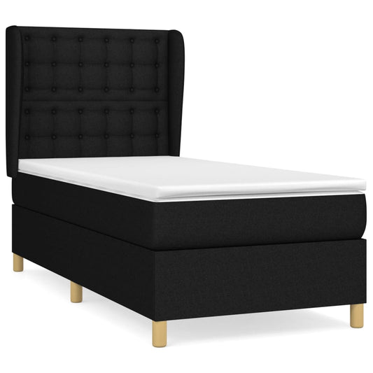 vidaXL Κρεβάτι Boxspring με Στρώμα Μαύρο 100 x 200 εκ. Υφασμάτινο