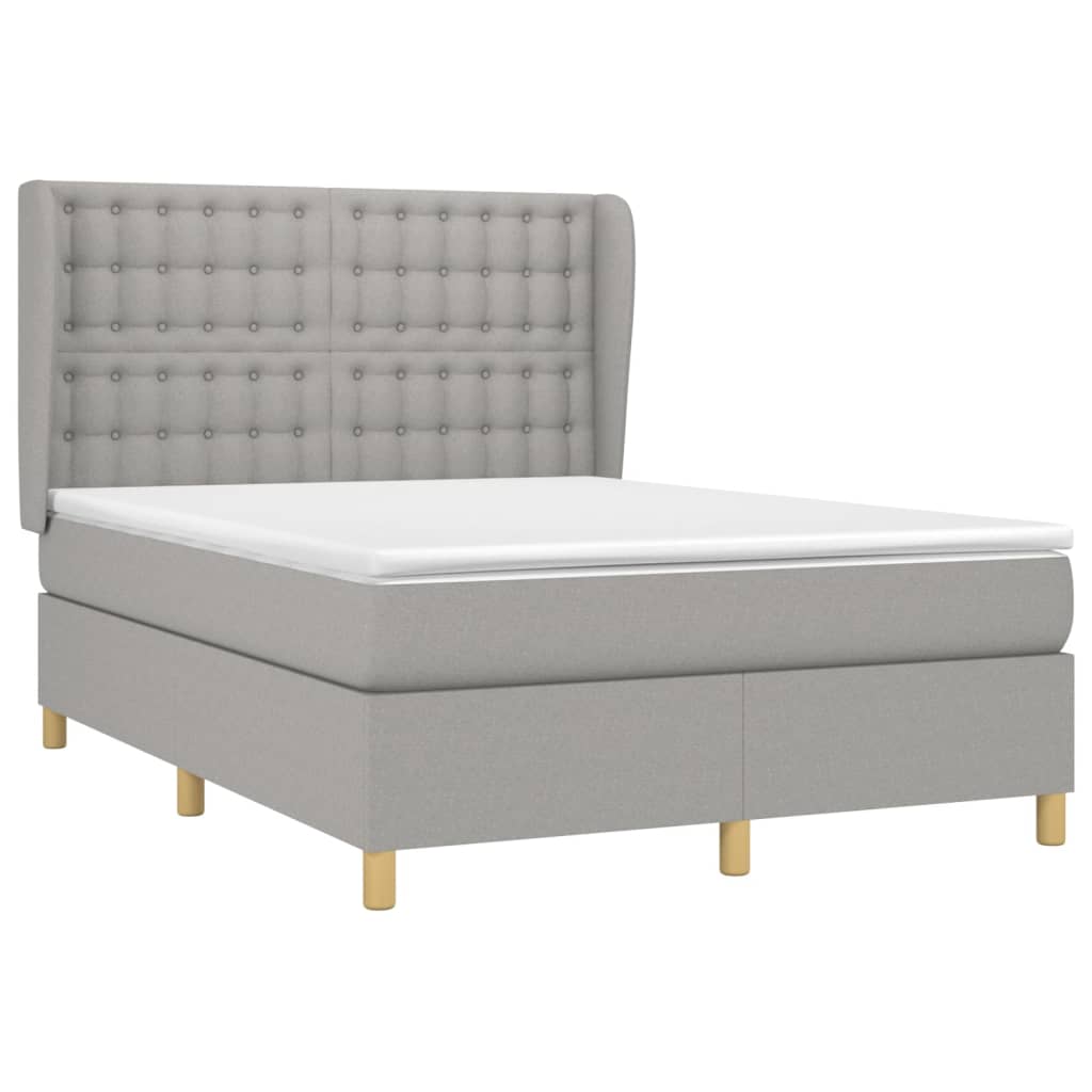 vidaXL Κρεβάτι Boxspring με Στρώμα Ανοιχτό Γκρι 140x200 εκ. Υφασμάτινο