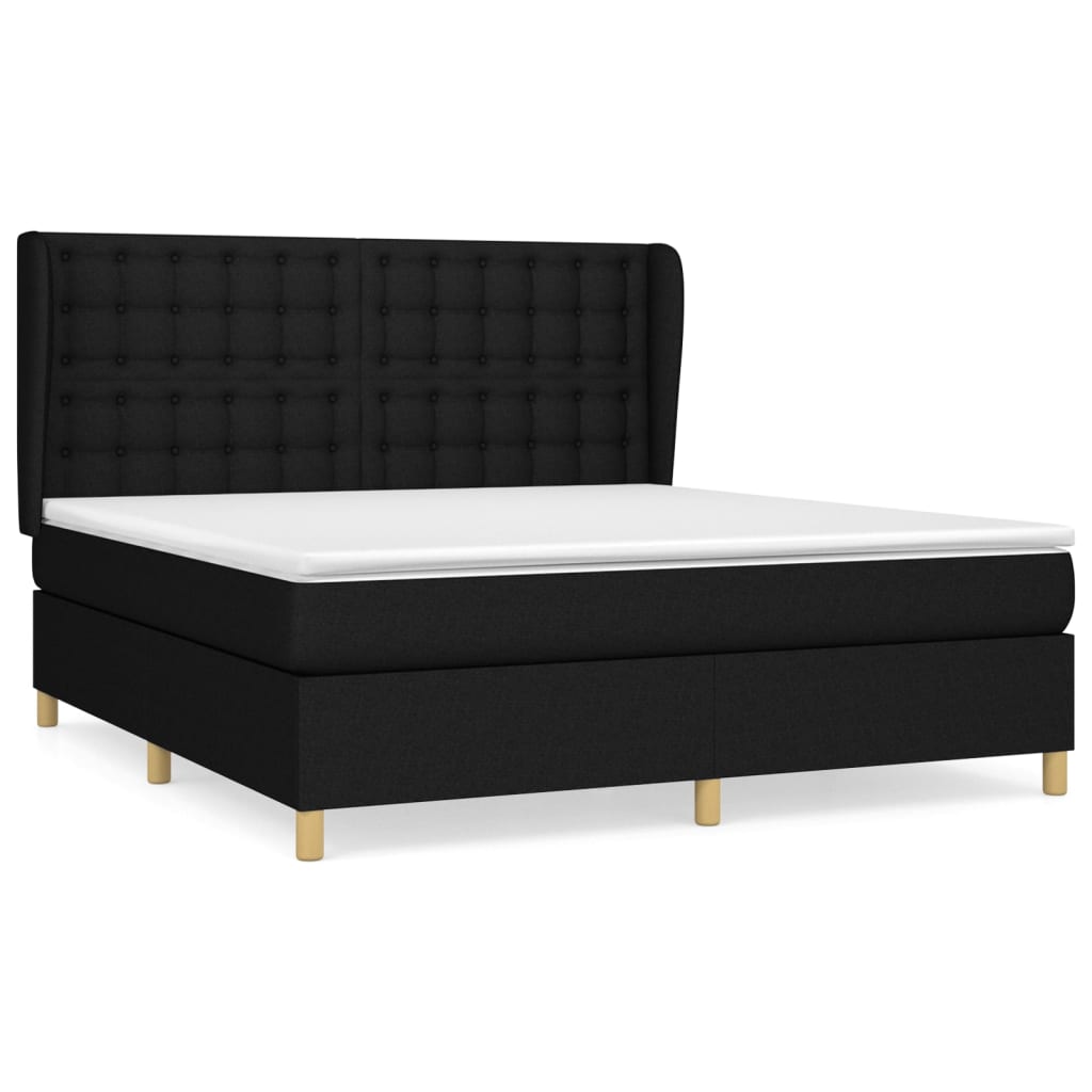 vidaXL Κρεβάτι Boxspring με Στρώμα Μαύρο 160x200 εκ. Υφασμάτινο