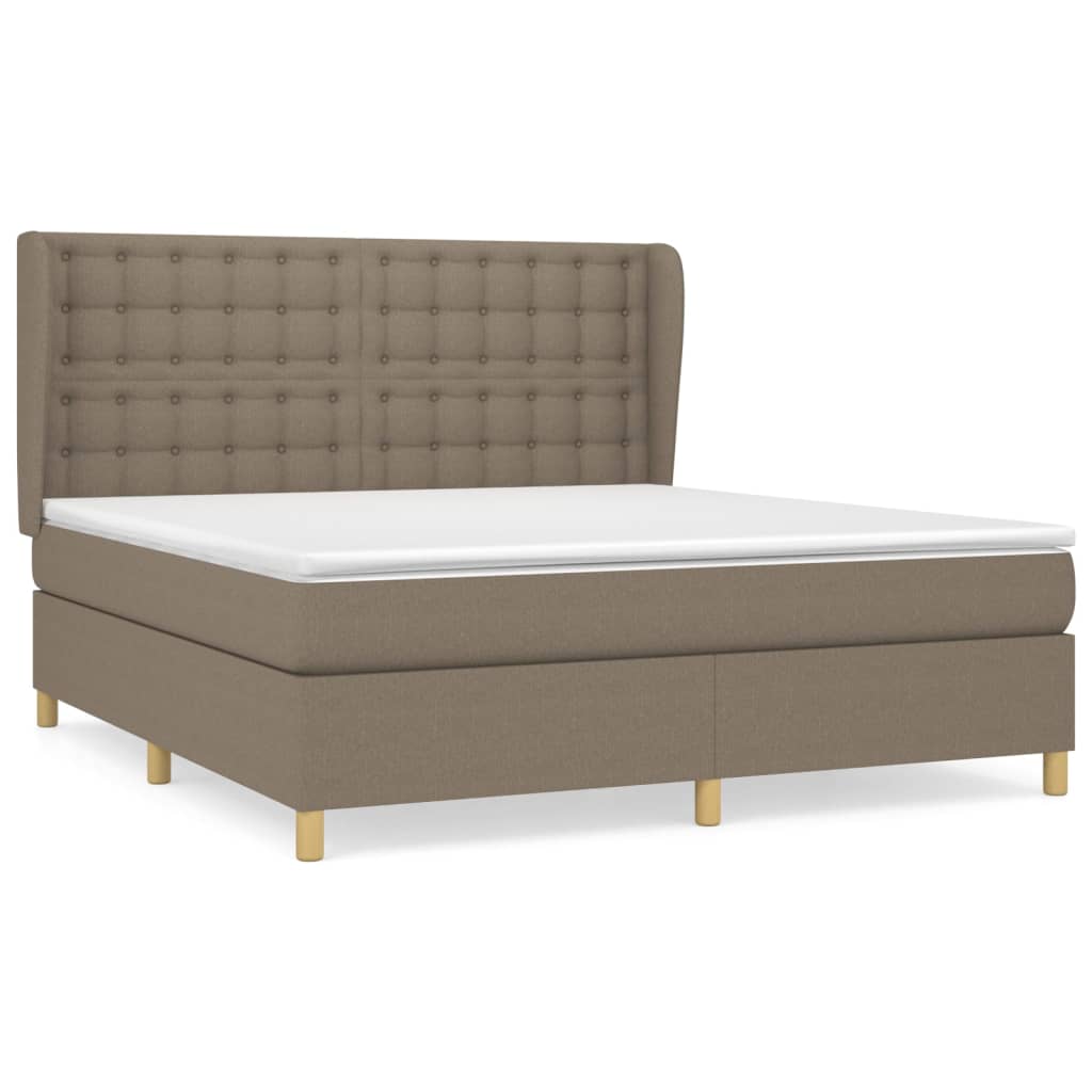 vidaXL Κρεβάτι Boxspring με Στρώμα Taupe 180x200 εκ. Υφασμάτινο