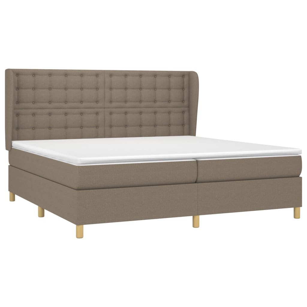 vidaXL Κρεβάτι Boxspring με Στρώμα Taupe 200x200 εκ. Υφασμάτινο