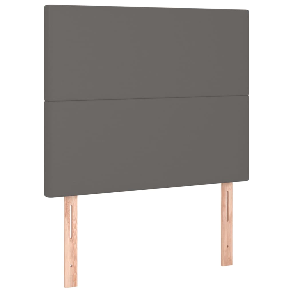 vidaXL Κρεβάτι Boxspring με Στρώμα Γκρι 80 x 200 εκ. Συνθετικό Δέρμα