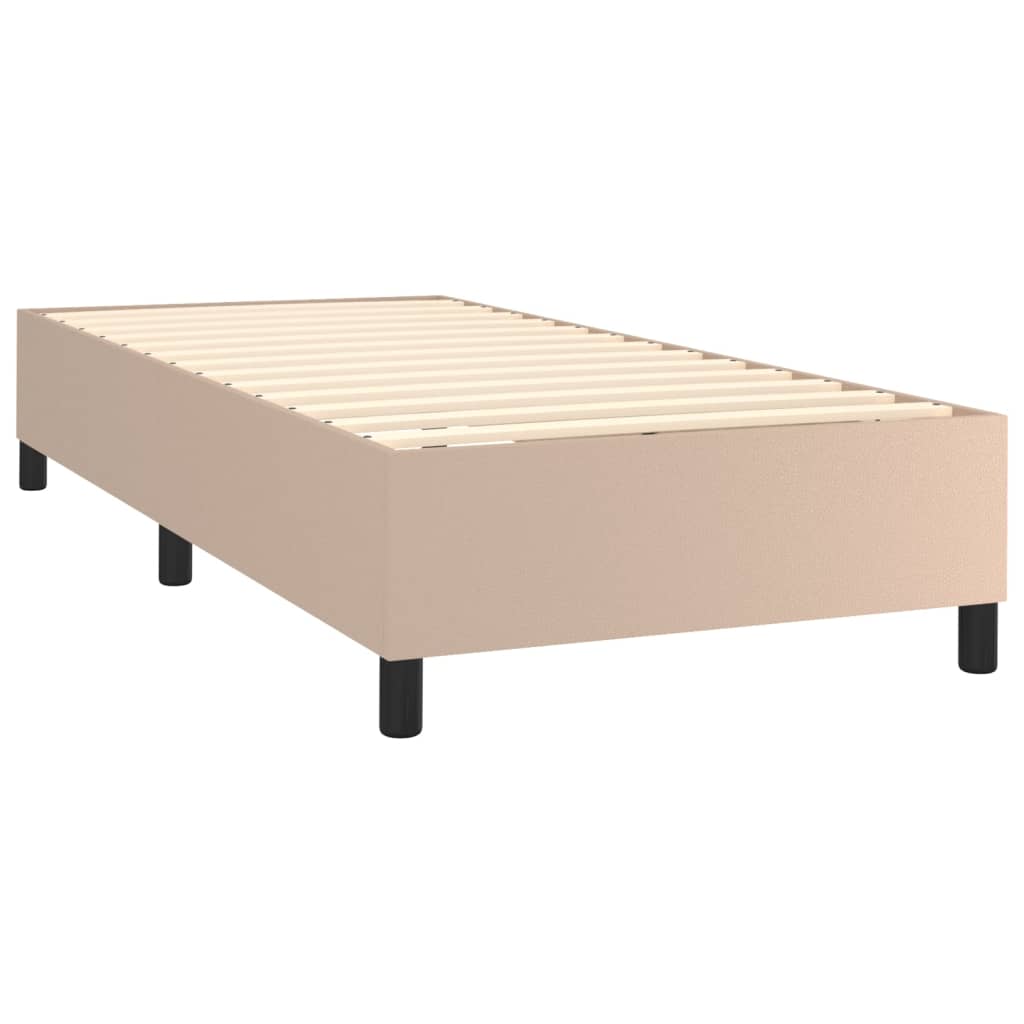 vidaXL Κρεβάτι Boxspring με Στρώμα Καπουτσίνο 90x200εκ.από Συνθ. Δέρμα