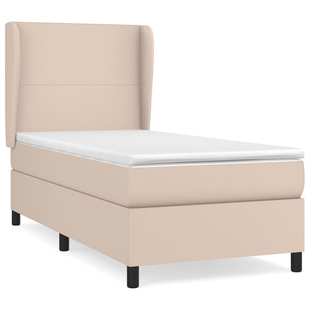 vidaXL Κρεβάτι Boxspring με Στρώμα Καπουτσίνο 100x200εκ.από Συνθ.Δέρμα