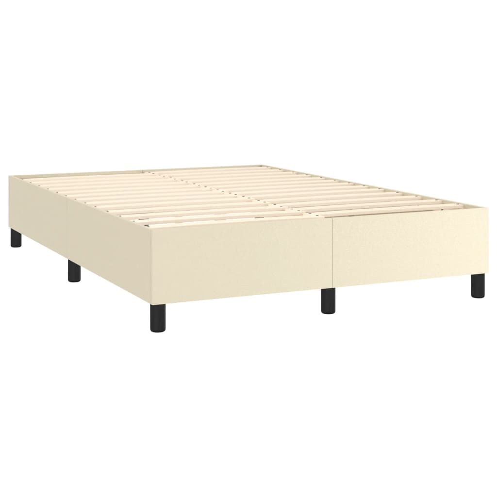 vidaXL Κρεβάτι Boxspring με Στρώμα Κρεμ 140x190εκ. από Συνθετικό Δέρμα