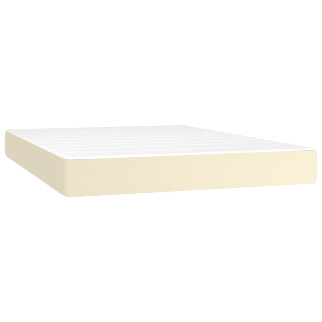 vidaXL Κρεβάτι Boxspring με Στρώμα Κρεμ 140x190εκ. από Συνθετικό Δέρμα
