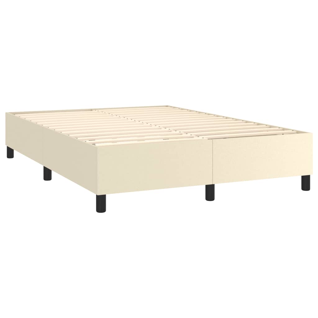vidaXL Κρεβάτι Boxspring με Στρώμα Κρεμ 140x200εκ. από Συνθετικό Δέρμα