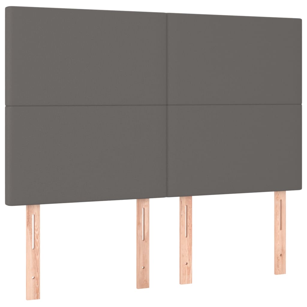 vidaXL Κρεβάτι Boxspring με Στρώμα Γκρι 140x200εκ. από Συνθετικό Δέρμα