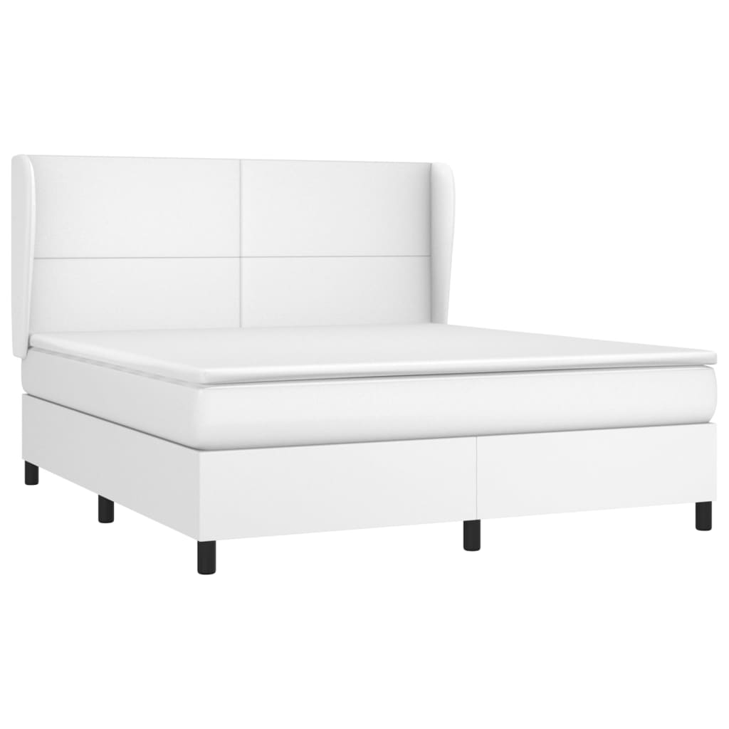 vidaXL Κρεβάτι Boxspring με Στρώμα Λευκό 180x200 εκ. Συνθετικό Δέρμα