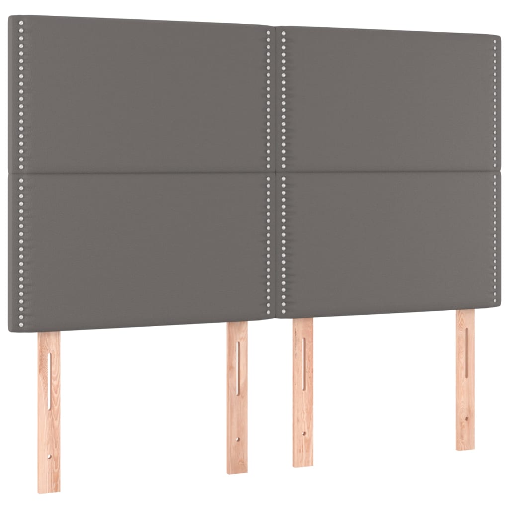 vidaXL Κρεβάτι Boxspring με Στρώμα Γκρι 140x200εκ. από Συνθετικό Δέρμα