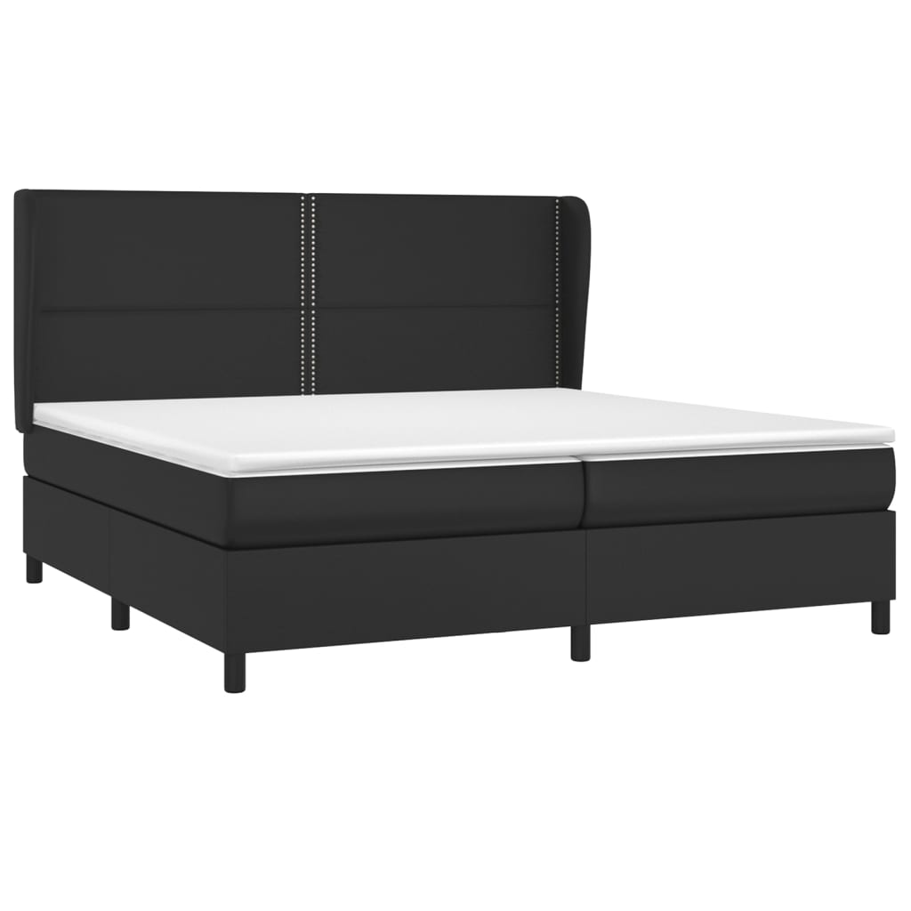 vidaXL Κρεβάτι Boxspring με Στρώμα Μαύρο 200x200 εκ. Συνθετικό Δέρμα