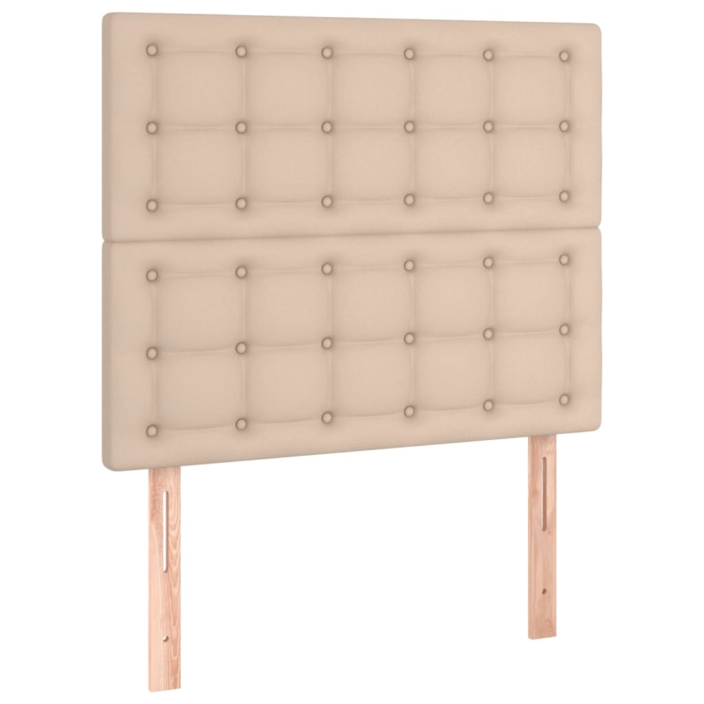 vidaXL Κρεβάτι Boxspring με Στρώμα Καπουτσίνο 90x190εκ.από Συνθ. Δέρμα