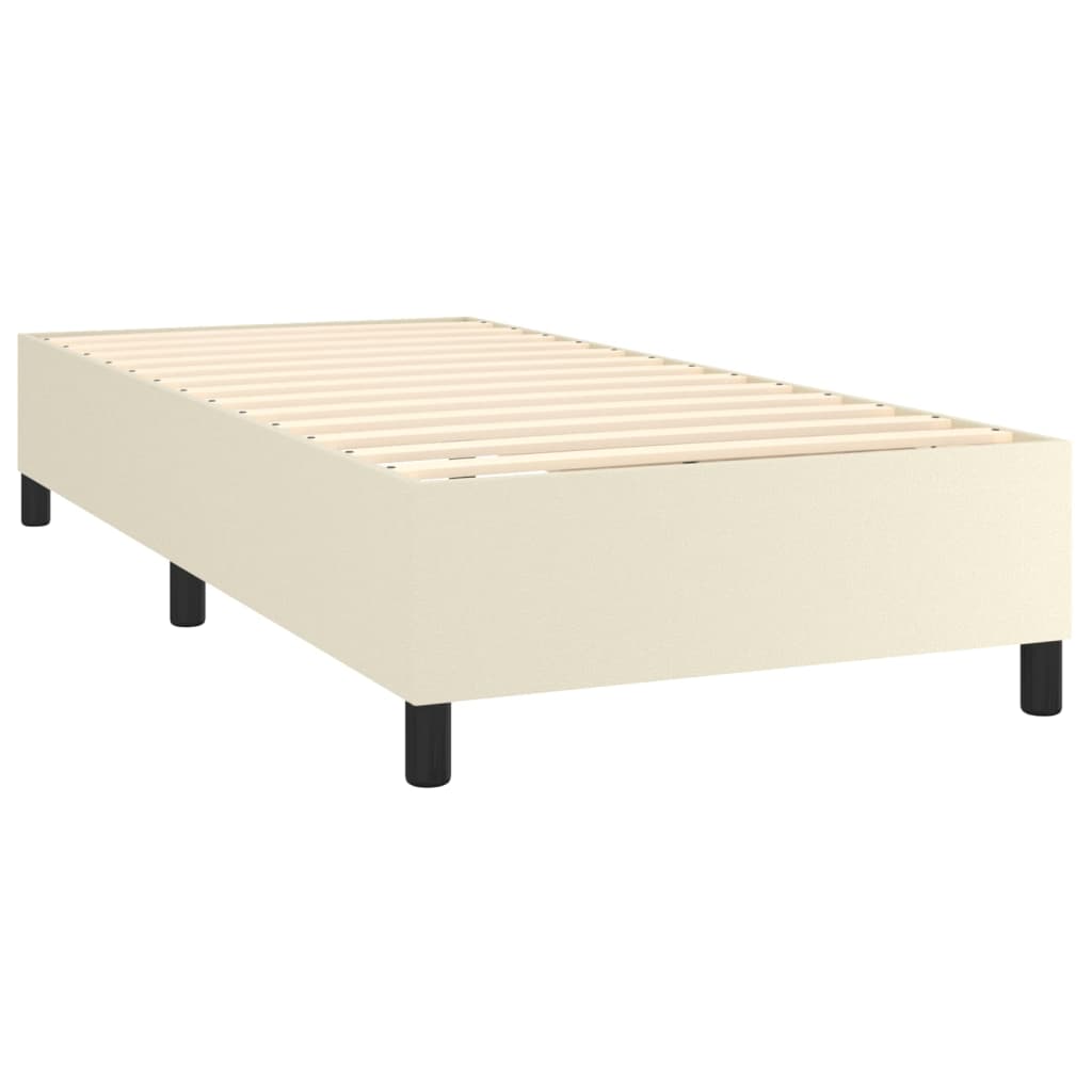 vidaXL Κρεβάτι Boxspring με Στρώμα Κρεμ 90x200 εκ. από Συνθετικό Δέρμα