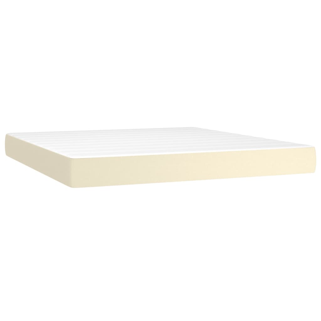 vidaXL Κρεβάτι Boxspring με Στρώμα Κρεμ 160x200εκ. από Συνθετικό Δέρμα