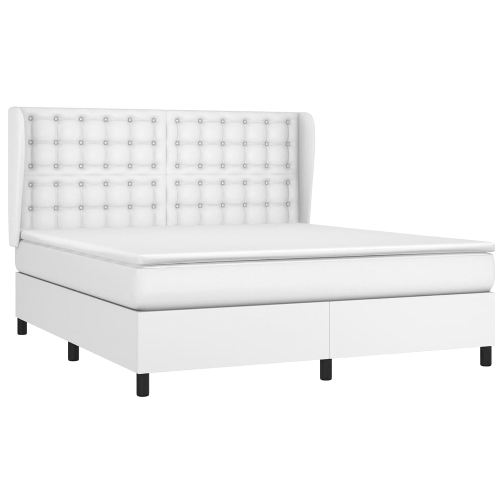 vidaXL Κρεβάτι Boxspring με Στρώμα Λευκό 180x200 εκ. Συνθετικό Δέρμα